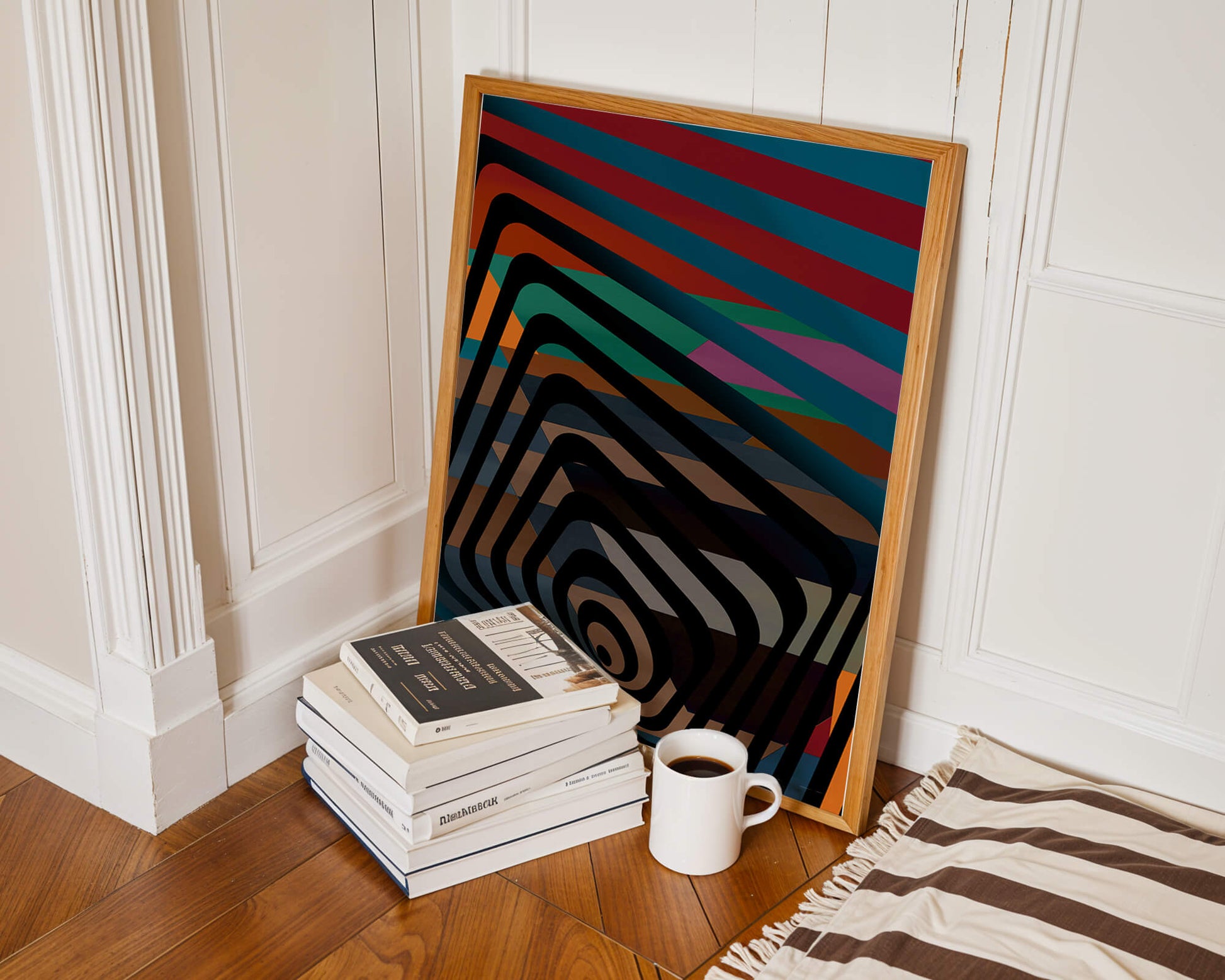 Colorful Geometric Abstract Art with Concentric Stripes