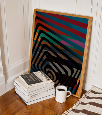 Colorful Geometric Abstract Art with Concentric Stripes