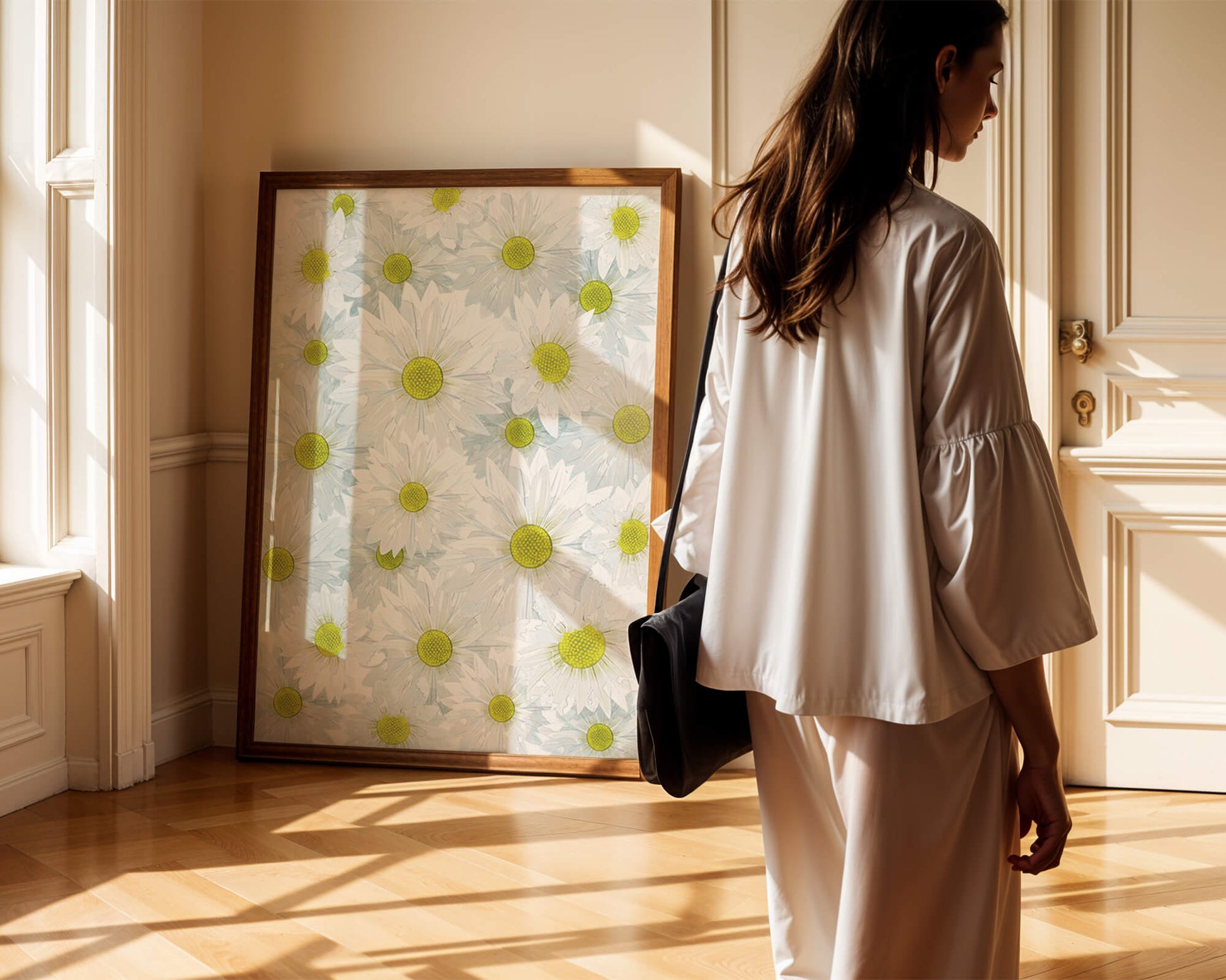 White Daisies Pattern with Yellow Centers