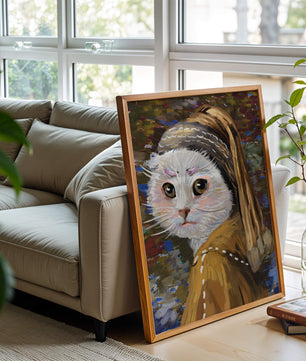 Retrato caprichoso de un gato en estilo clásico con pinceladas detalladas