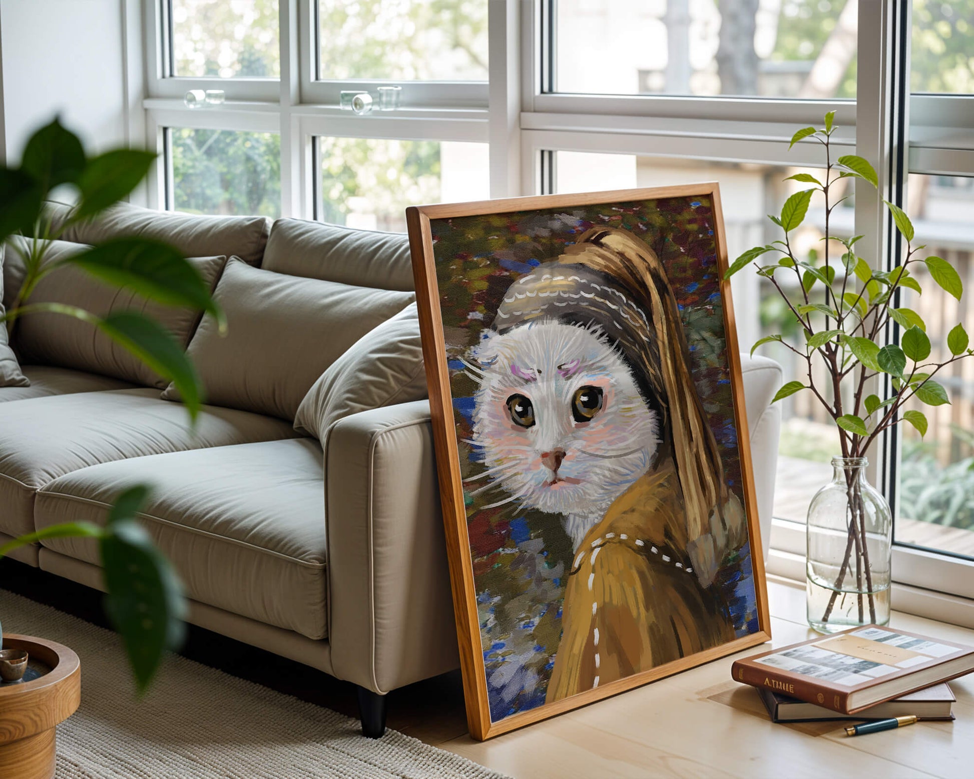 Retrato caprichoso de un gato en estilo clásico con pinceladas detalladas