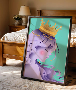 Elegant Purple-Haired Princess with Gold Crown - Mi tienda