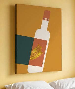 Modern Abstract Wine Bottle With Golden Leaf Design - Mi tienda