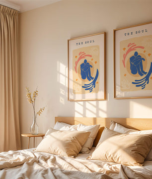 Contemplative Abstract Human Figure with Vibrant Colors and Bold Lines - Mi tienda