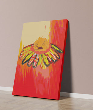 Abstract vibrant flower illustration with bold colors and dynamic strokes