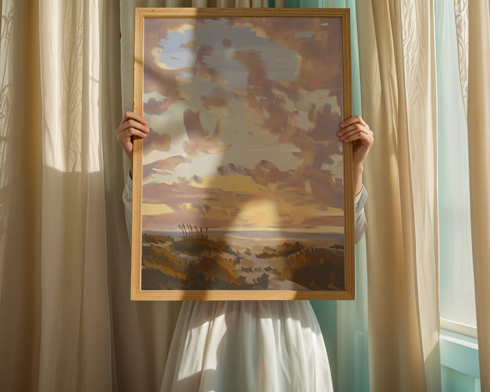 Serene landscape with morning sky and open fields