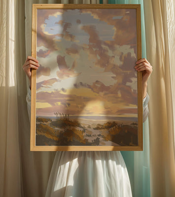 Serene landscape with morning sky and open fields