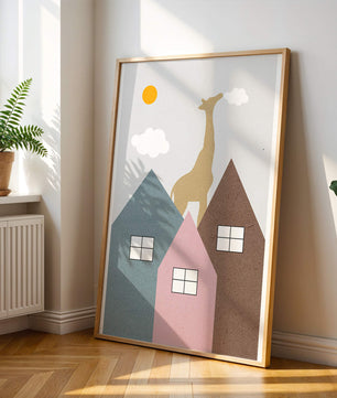 Giraffe Among Colorful Houses Under the Sun - Mi tienda