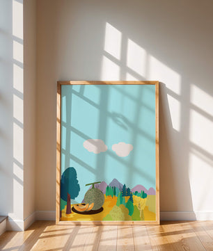 Serene landscape with melon and countryside view