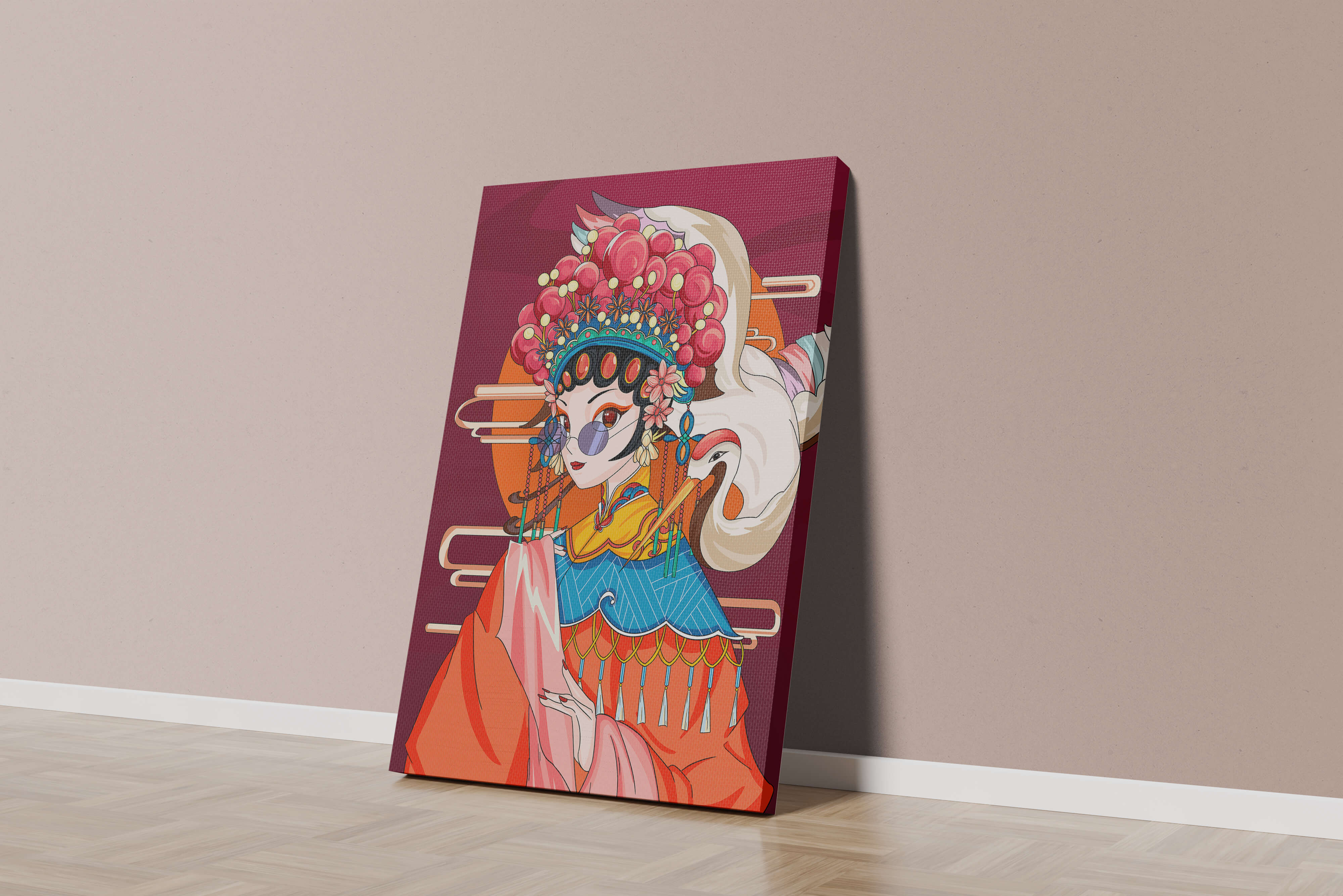Elegant Chinese opera character illustration with vibrant colors