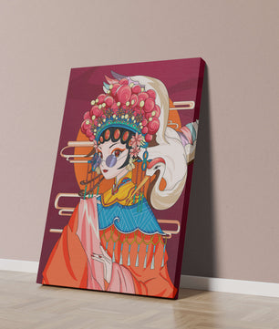 Illustration élégante de personnage d'opéra chinois aux couleurs vives