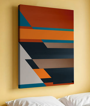 Arte abstracto geométrico con colores llamativos y formas dinámicas