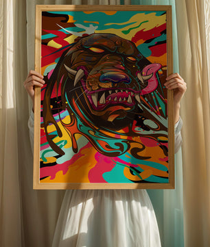 Bête abstraite vibrante avec un arrière-plan coloré 