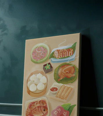 Colorful Representation of Asian Cuisine with Various Dishes
