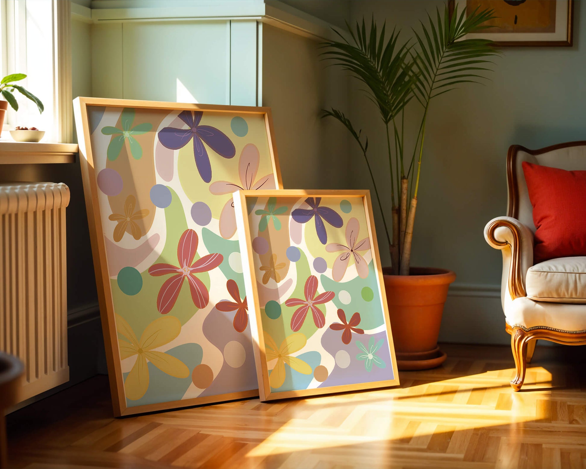 Motif floral abstrait coloré