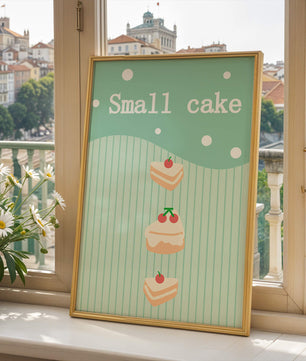 Charming illustration of small cakes with cherries