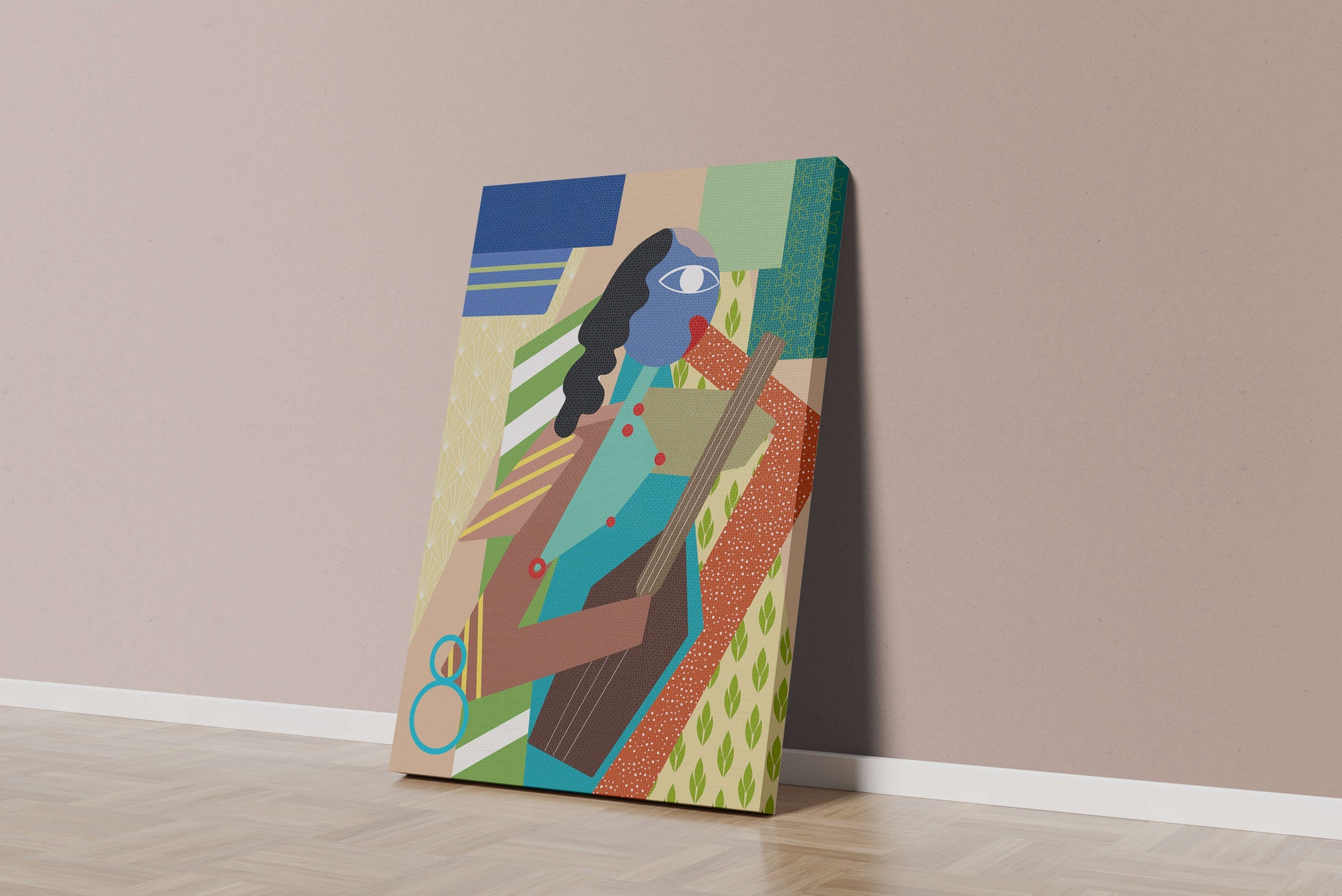 Colorful abstract geometric art with musical theme