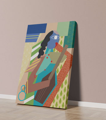 Colorful abstract geometric art with musical theme