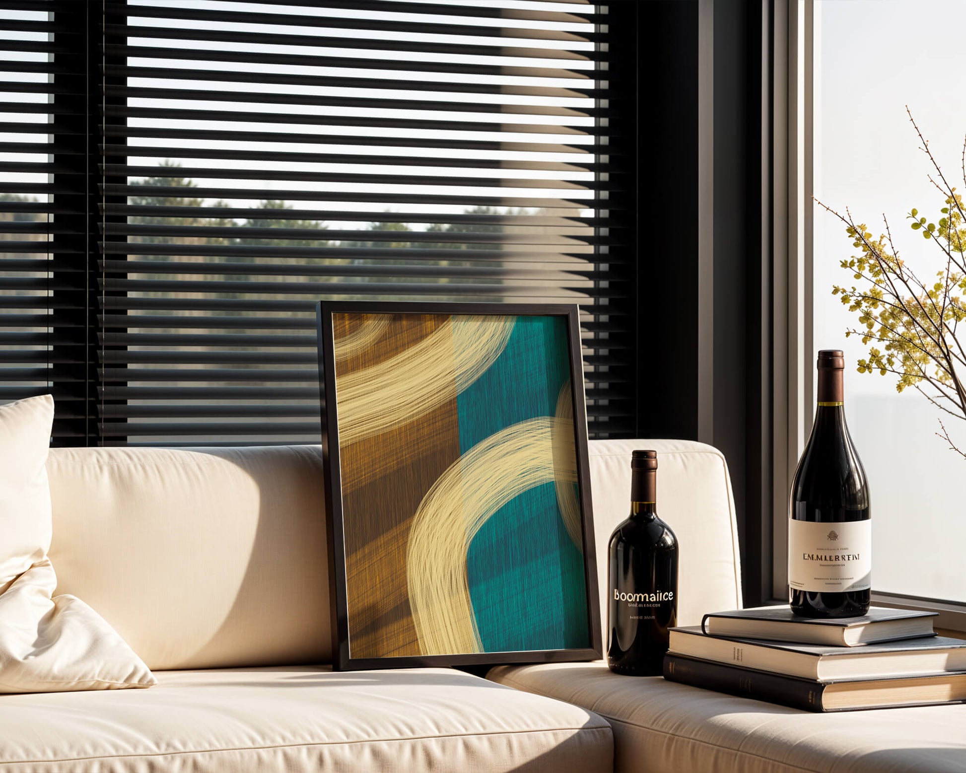 Abstract art with flowing brushstrokes and textured color contrast