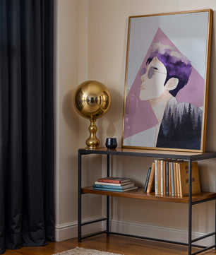 Abstract Portrait of a Person with Forest Silhouette and Purple Hair - Mi tienda