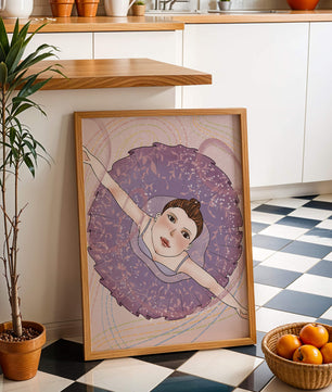 Graceful ballerina in a purple tutu with sparkling details