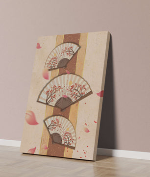 Elegant Japanese Fans with Cherry Blossom Design on Textured Background - Mi tienda