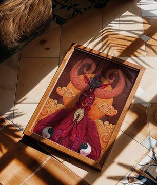 Mythical creature artwork with intricate patterns and symbolism