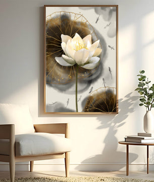 Illustration of a lotus flower with golden accents
