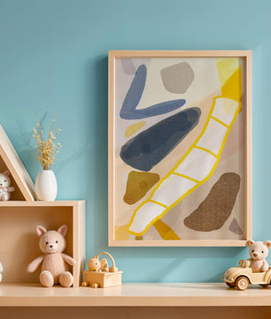Abstract Design with Geometric Shapes in Earthy Tones and Gold Accents - Mi tienda