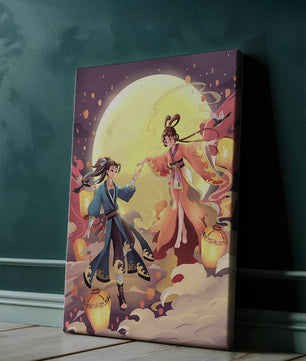 Scène de fantaisie élégante au clair de lune avec tenue traditionnelle
