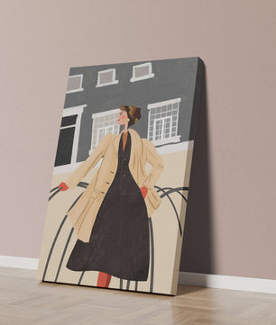 Chic Woman in Vintage Coat Posing Outdoors in Urban Setting