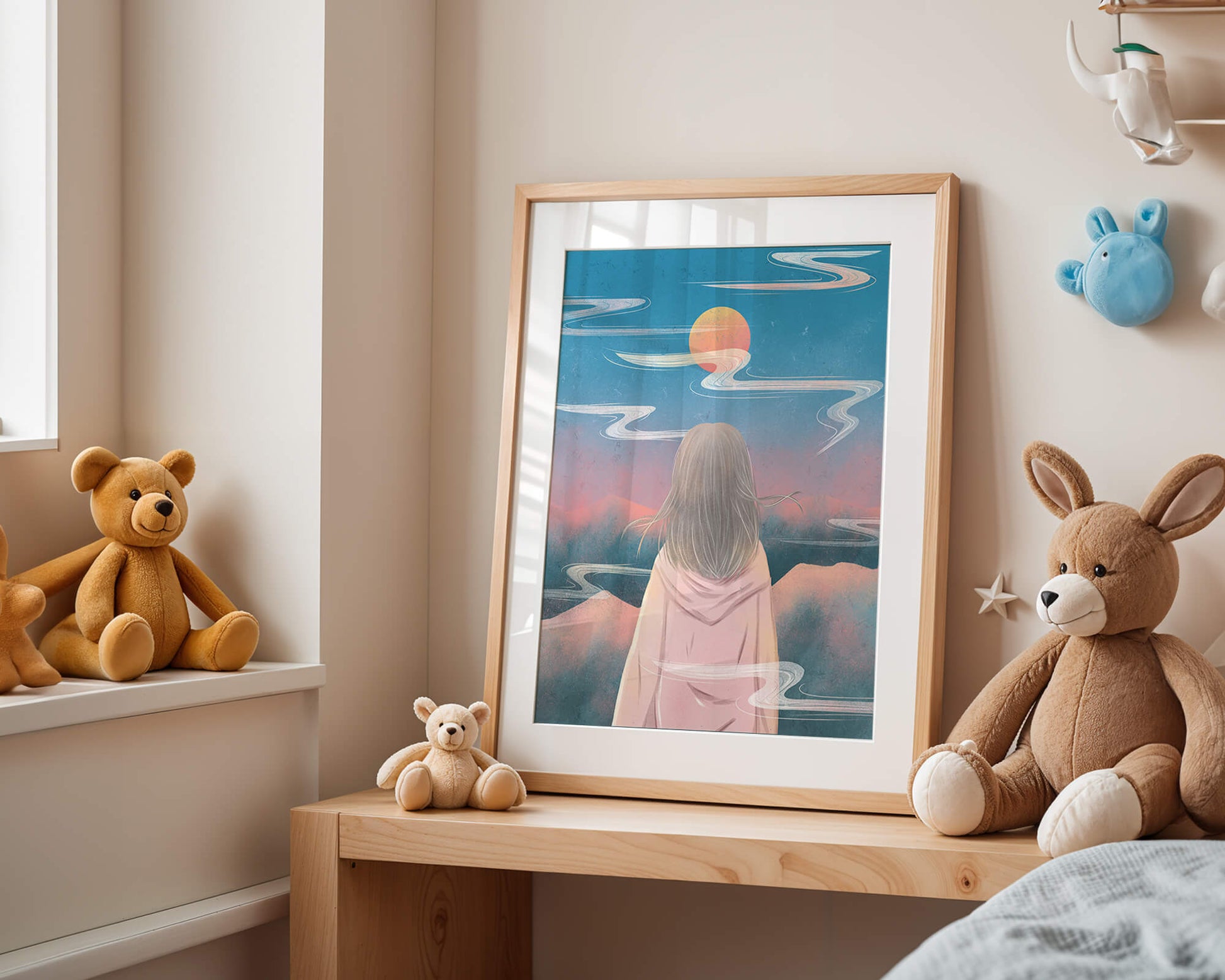 Ruhige Landschaft mit Silhouette, die den Sonnenuntergangshimmel und die Wolken betrachtet