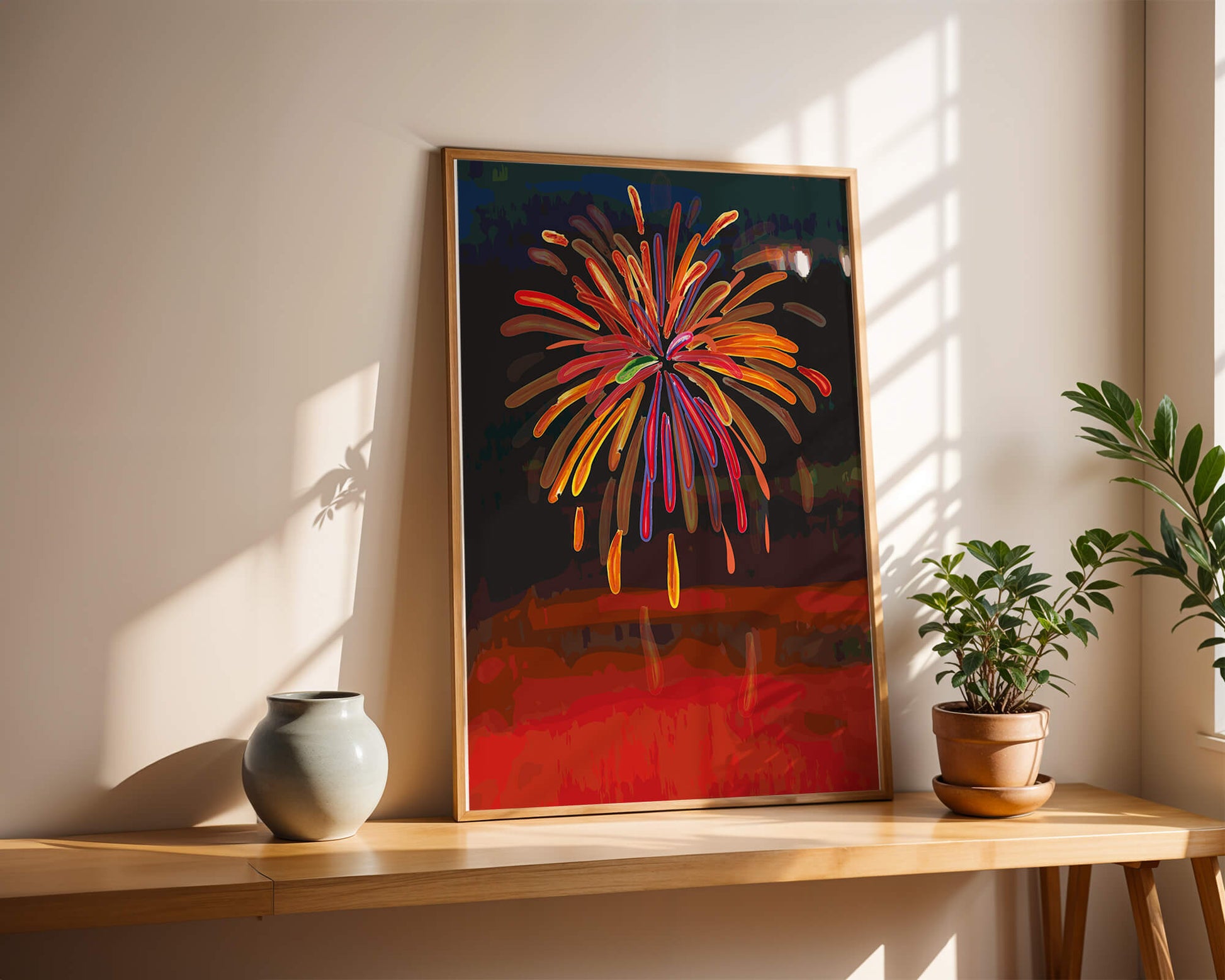 Feu d'artifice vibrant avec des éclats colorés