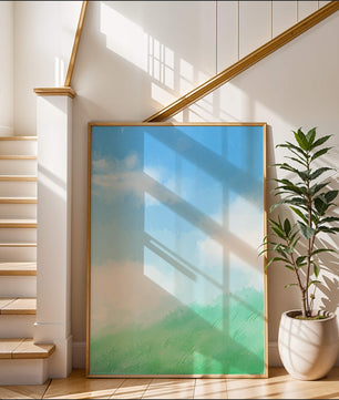 Un paisaje sereno de cielo azul y césped verde