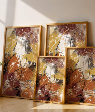 Pieza de arte abstracto colorida con trazos y salpicaduras audaces