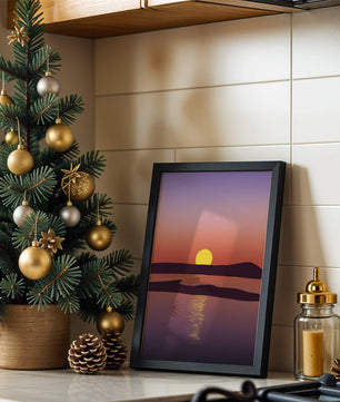 Sunset Over Tranquil Water with Vibrant Sky