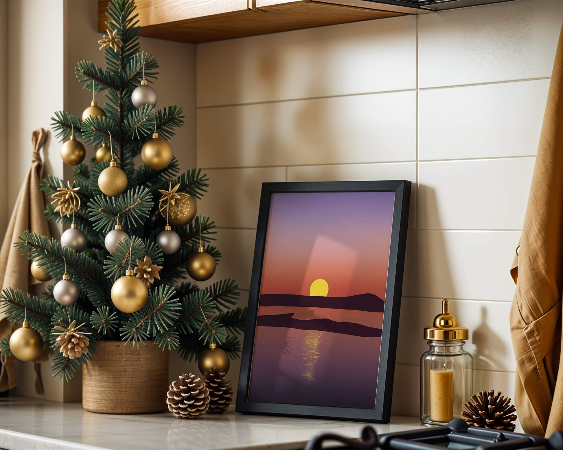 Sunset Over Tranquil Water with Vibrant Sky