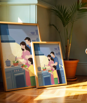 Family Cooking Together in a Modern Kitchen
