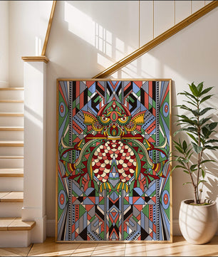 Colorful Geometric Pattern with Symmetrical Design and Abstract Motif