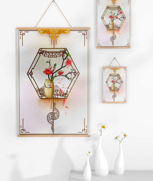Design floral élégant avec vase et accents dorés