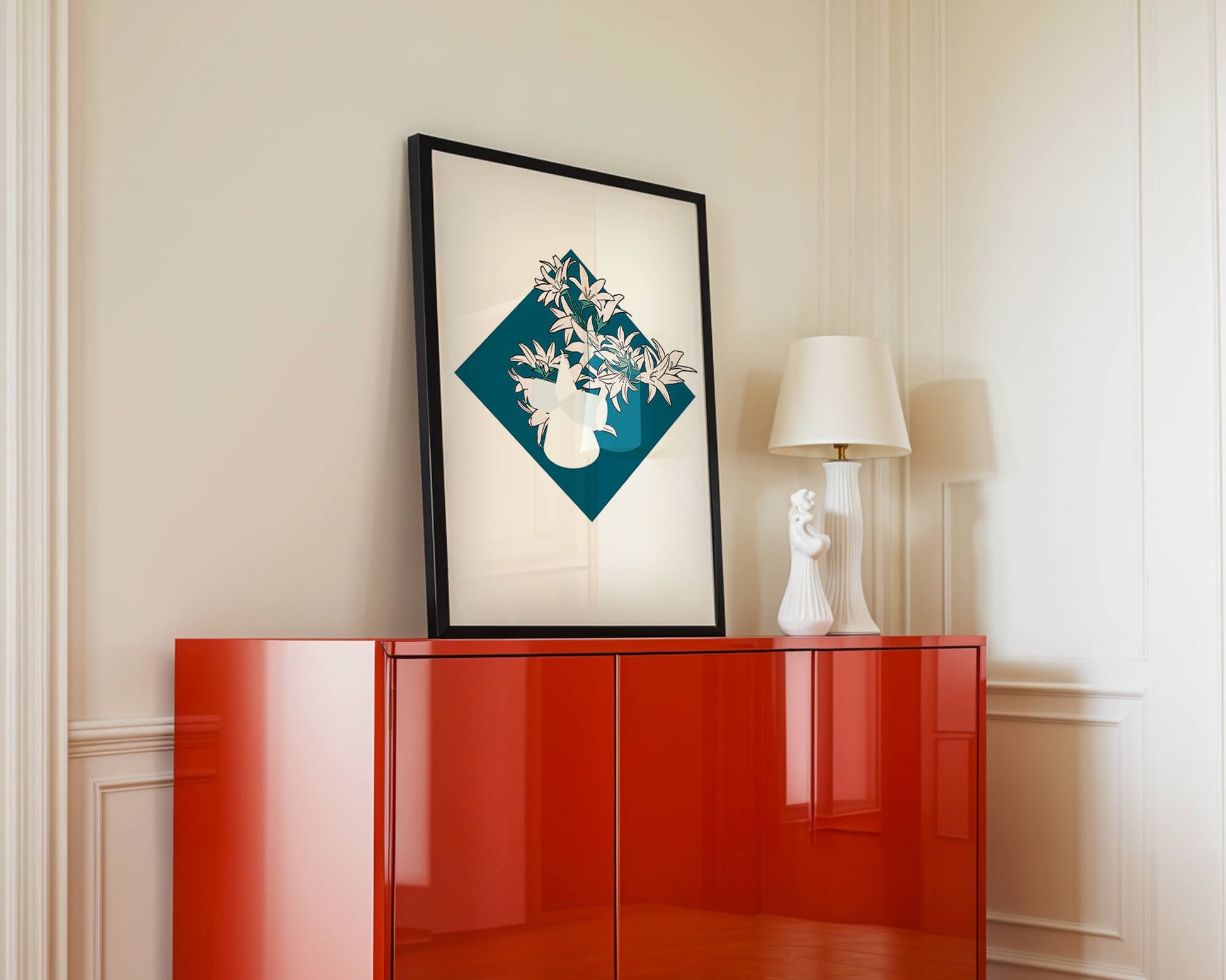 Modern Floral Design with Geometric Elements