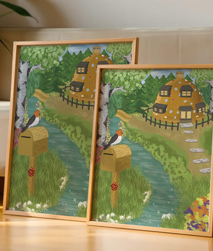 Paysage charmant avec une maison unique et un jardin luxuriant