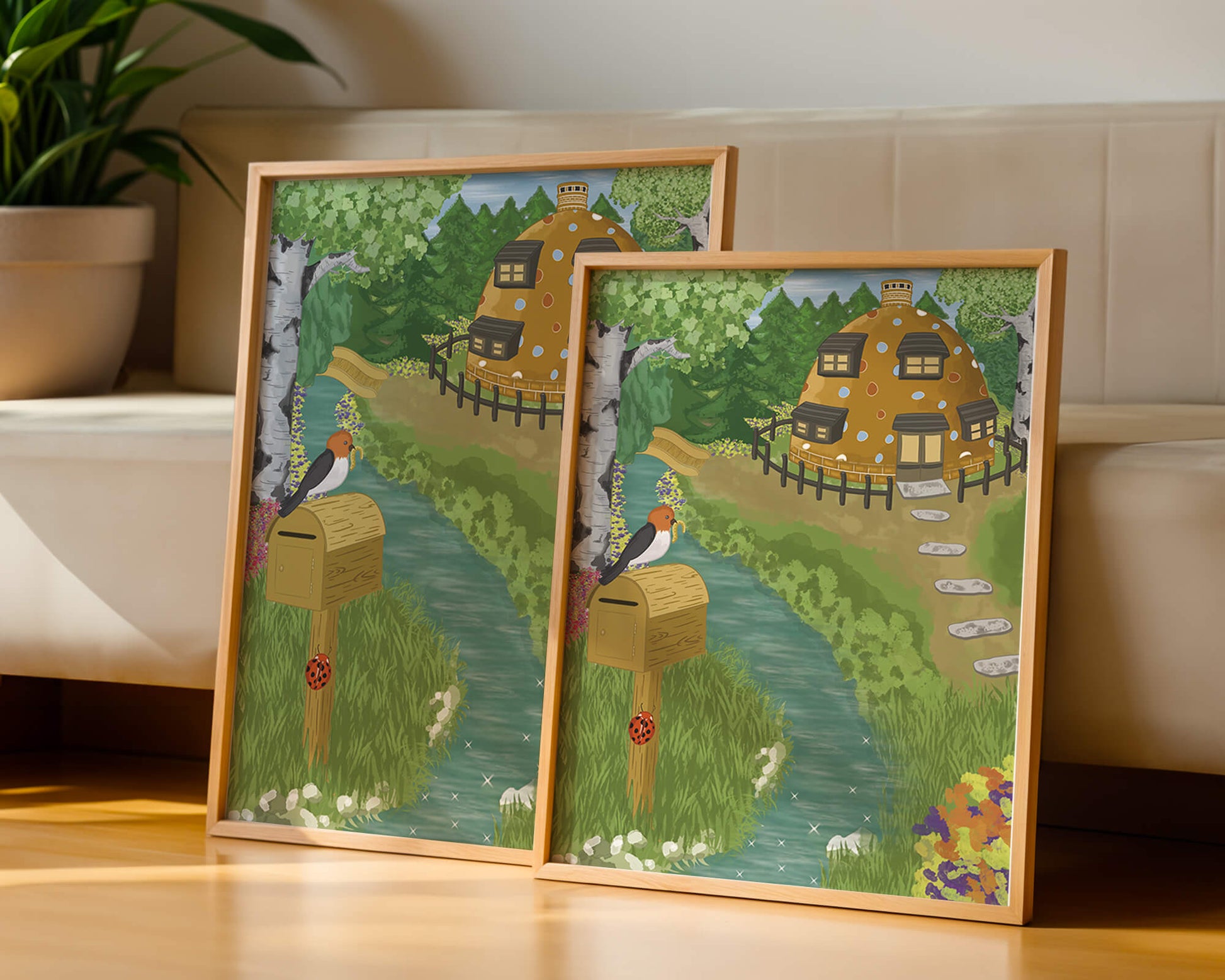 Paysage charmant avec une maison unique et un jardin luxuriant