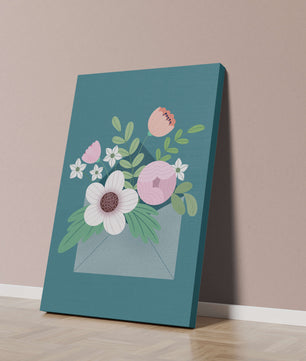 Floral bouquet in envelope with elegant botanical design