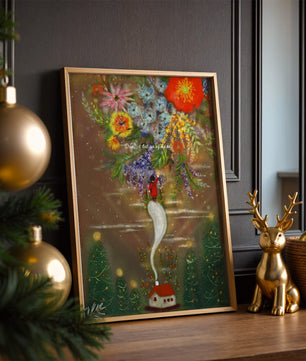 Charming illustration of floral fantasy scene