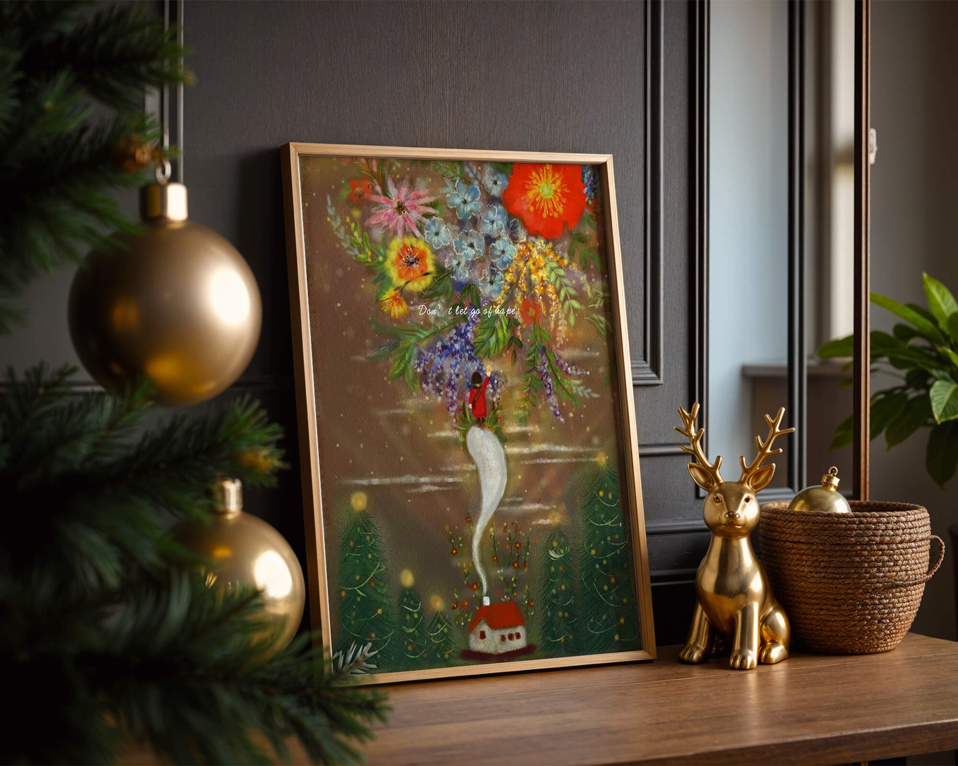 Charming illustration of floral fantasy scene