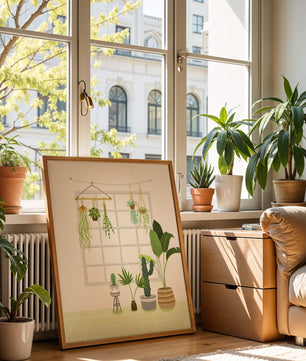 Decoración de interior con plantas colgantes y en macetas