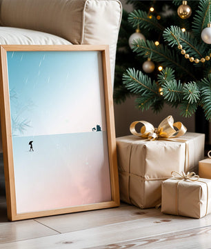 Paisaje Minimalista con Silueta en Ambiente Lluvioso