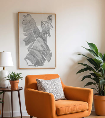 Monochrome Abstract Illustration of Overlapping Leaves
