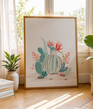 Colorful Cactus Arrangement With Red Blooms And Desert Plants - Mi tienda
